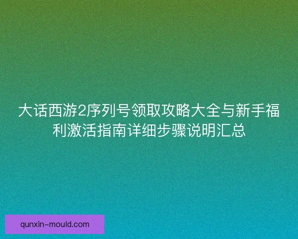 大话西游2序列号领取攻略大全与新手福利激活指南详细步骤说明汇总